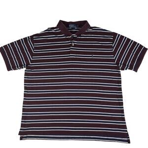 Polo Ralph Lauren 2XB Men’s Burgundy Striped Polo Shirt Short Sleeve Cotton
